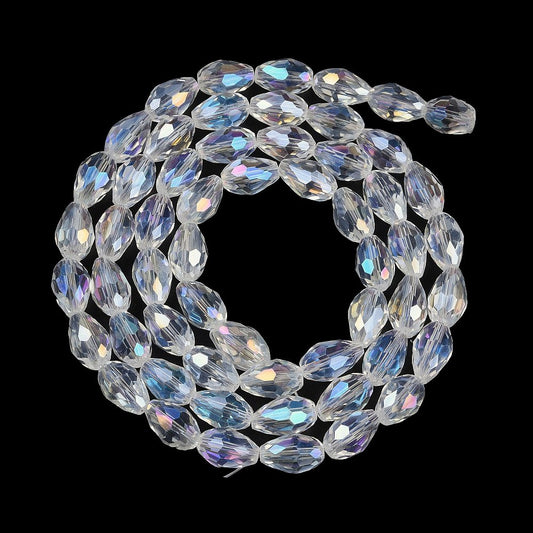 Glass Bead Tear Drop AB Plated Clear 15x10MM