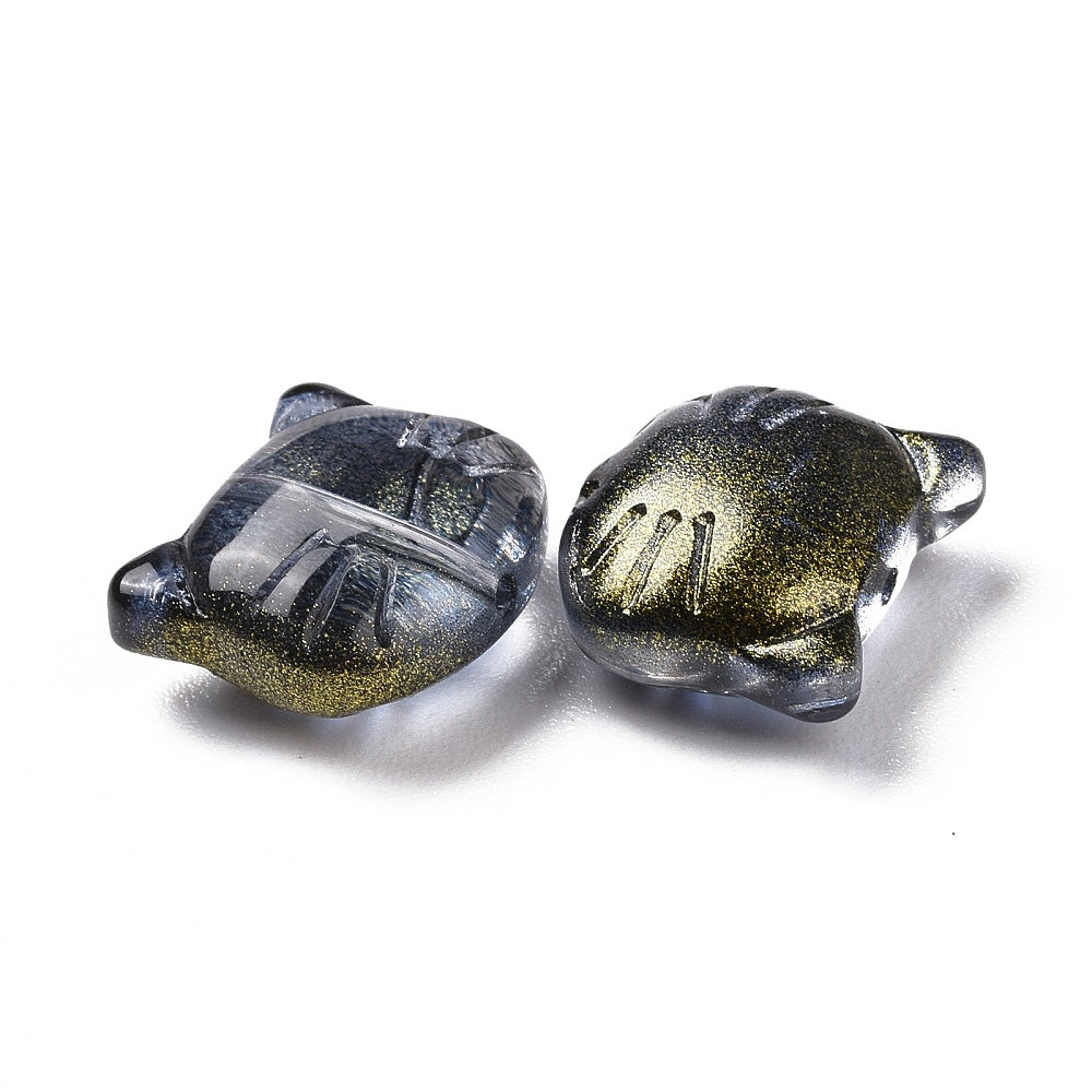 Glass Kitty Shape Bead Midnight Blue 12x14x6mm 5pc