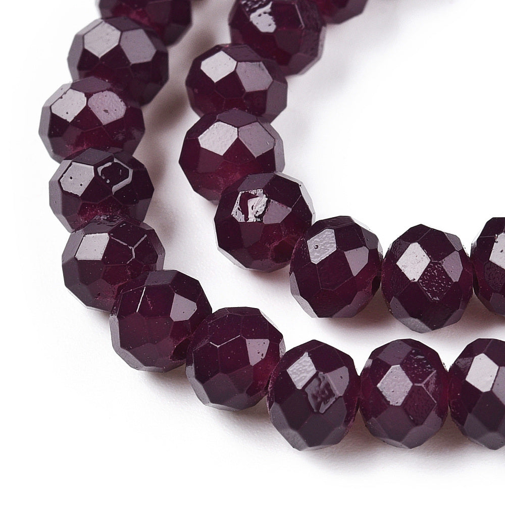 Glass Rondelle Faceted Dark Purple 6x5mm