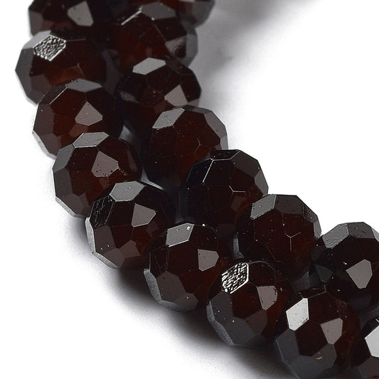 Glass Rondelle Faceted Dark Red 6x5mm