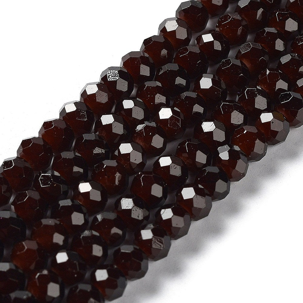 Glass Rondelle Faceted Dark Red 6x5mm