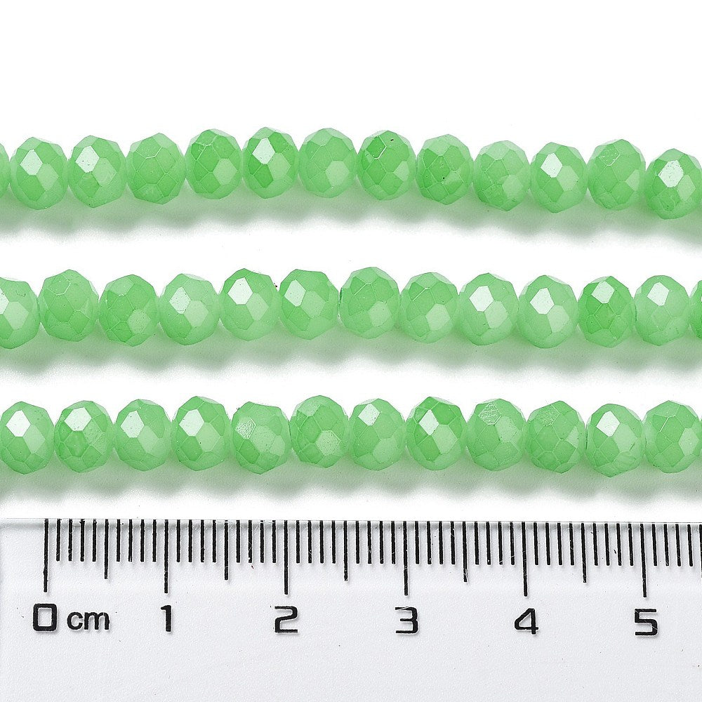 Glass Rondelle Faceted Light Green 6x5mm