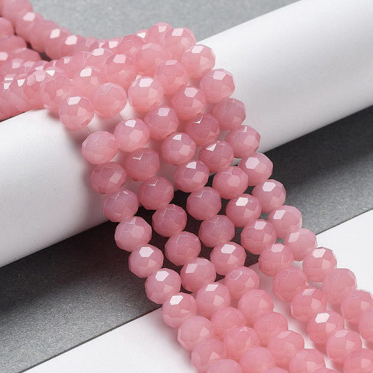 Glass Rondelle Faceted Pink 6x5mm