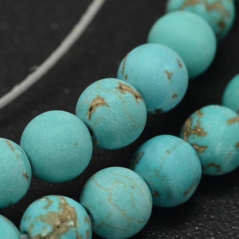 Howlite Turquoise Frosted Gemstone Bead - Alberta Bead Store