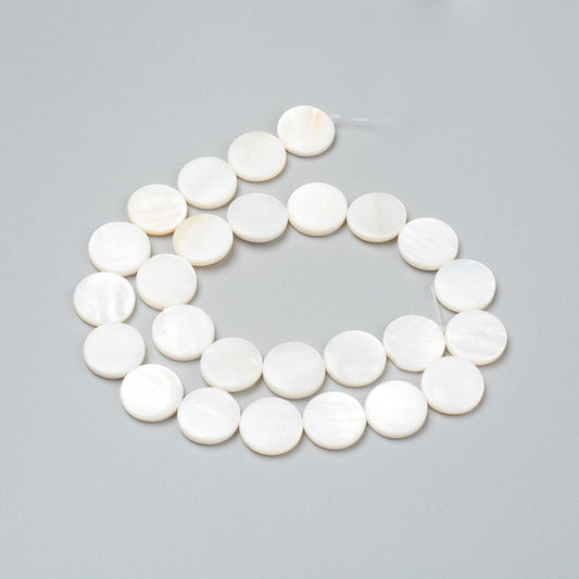 Shell Bead Flat Round 15mmx3.5mm hole 0.5mm 1pc
