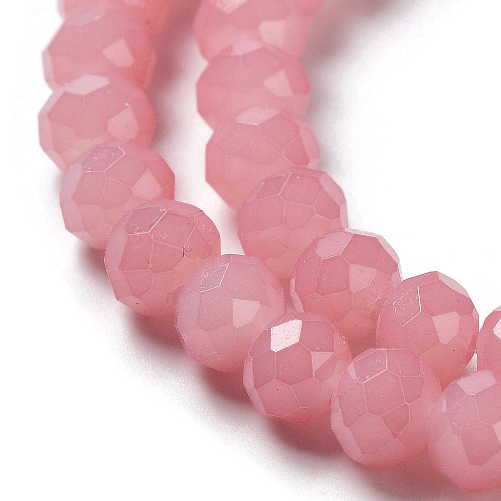 Glass Rondelle Faceted Pink 6x5mm