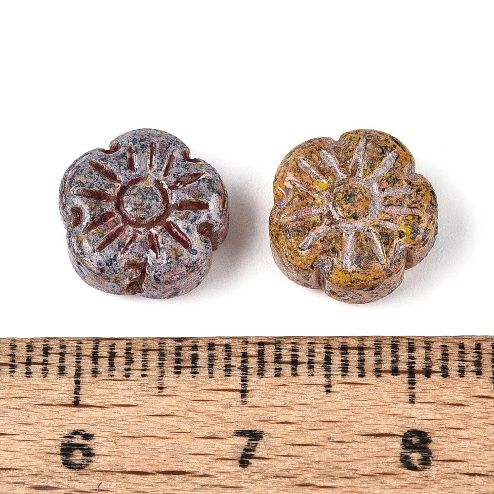Picasso Glass Bead Flower 10pc Mixed