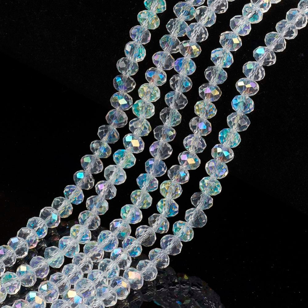 Glass Bead Rondelle Clear Electroplated 6x5mm - Alberta Bead Store