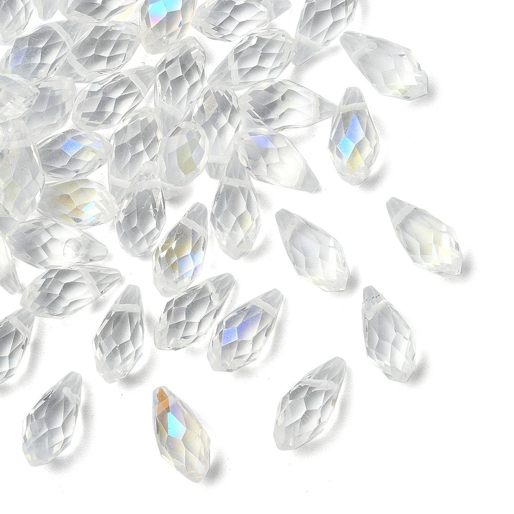 Glass Bead Teardrop Top Drilled Electroplated Clear 13mm