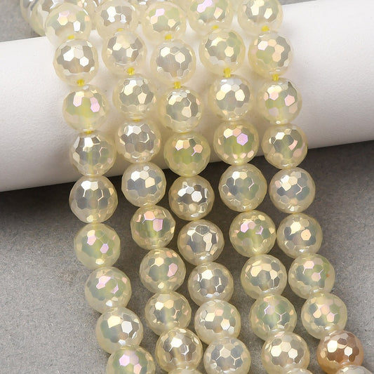 Electroplated Faceted Yellow Agate Gemstone Bead - Alberta Bead Store