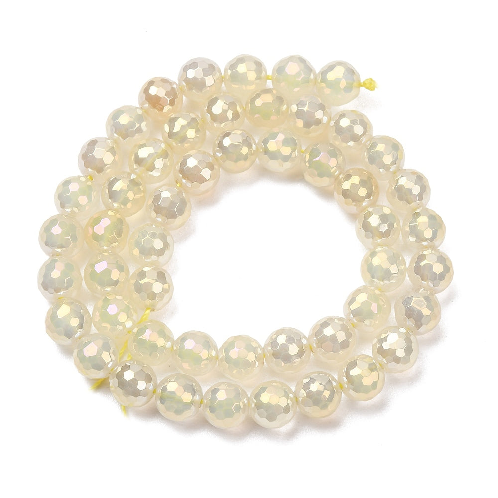 Electroplated Faceted Yellow Agate Gemstone Bead - Alberta Bead Store