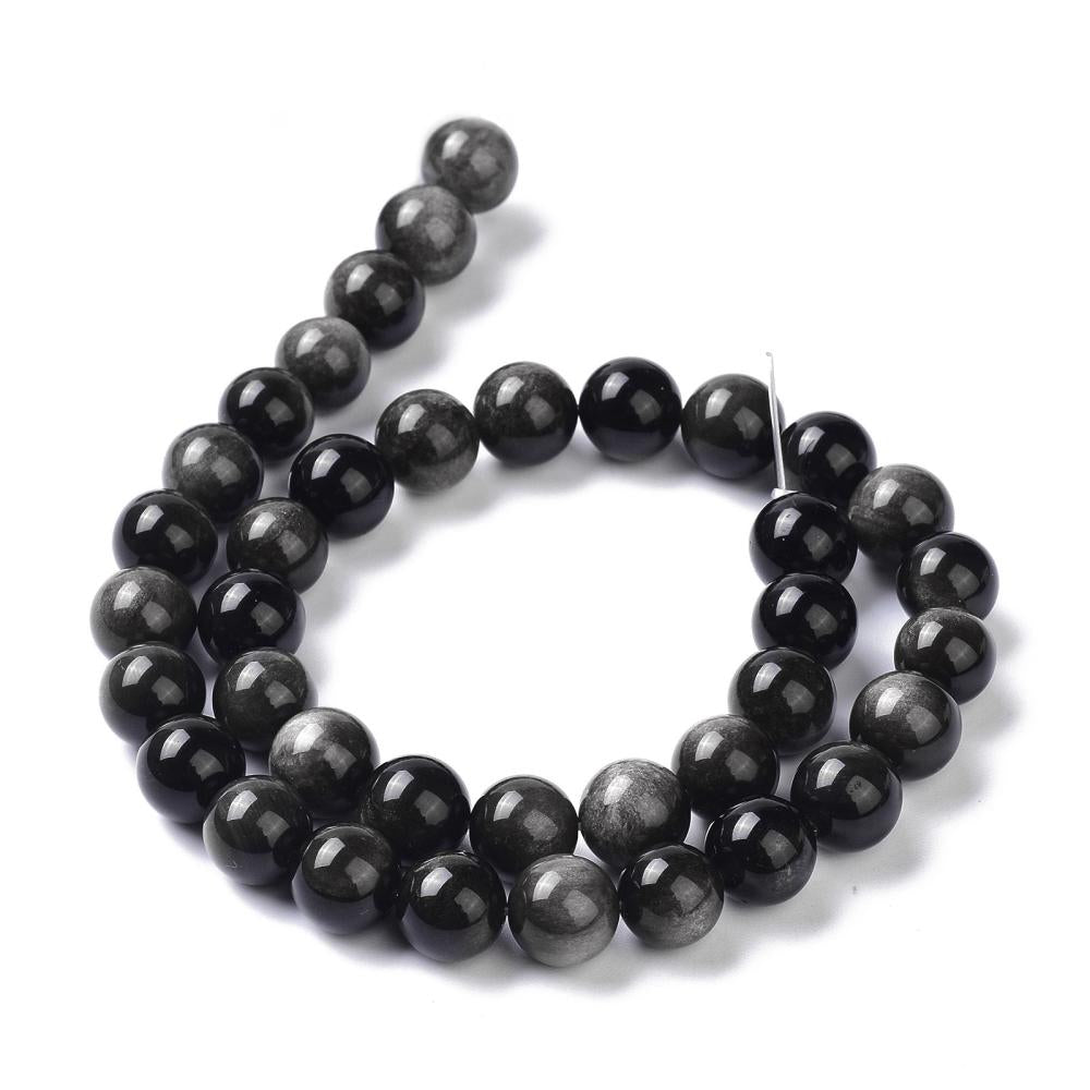 Obsidian Silver Sheen Gemstone Bead