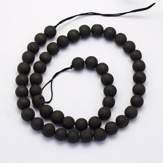 Druzy Agate Frosted Black Gemstone Bead - Alberta Bead Store