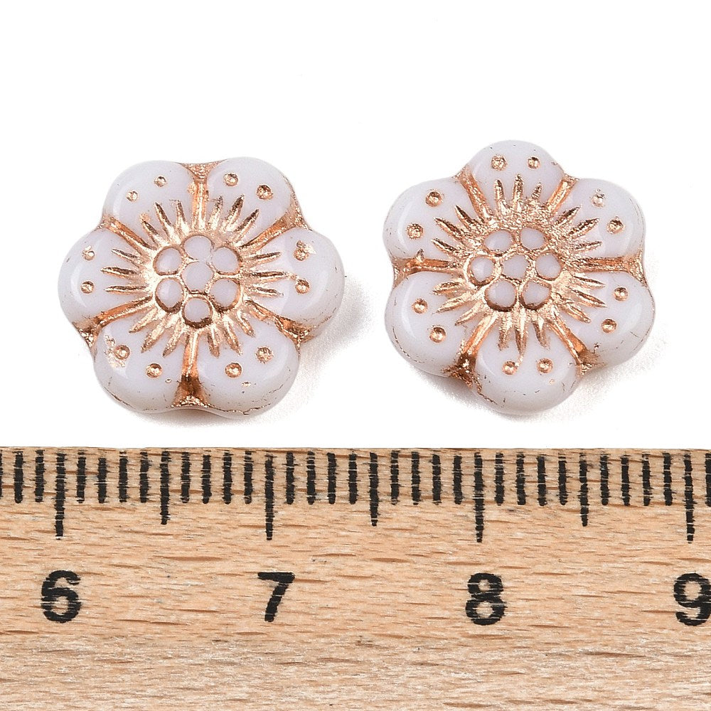 Czech Pressed Glass Flower Linen 5pc