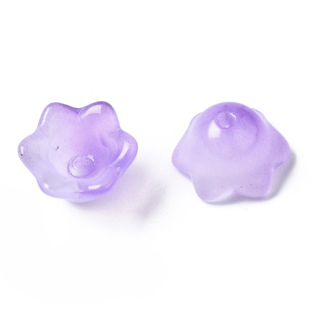 Glass Flower Bead Purple 10pc - Alberta Bead Store