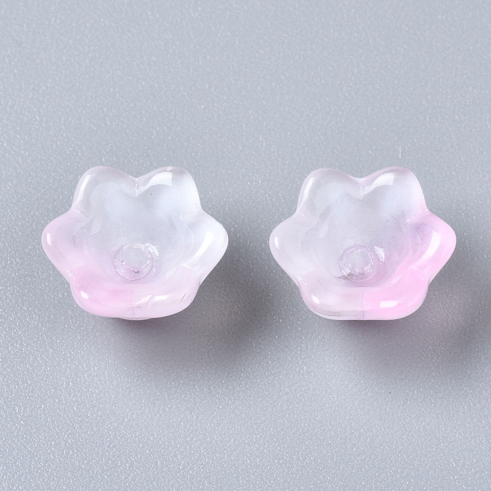 Glass Flower Bead Pink 10pc - Alberta Bead Store