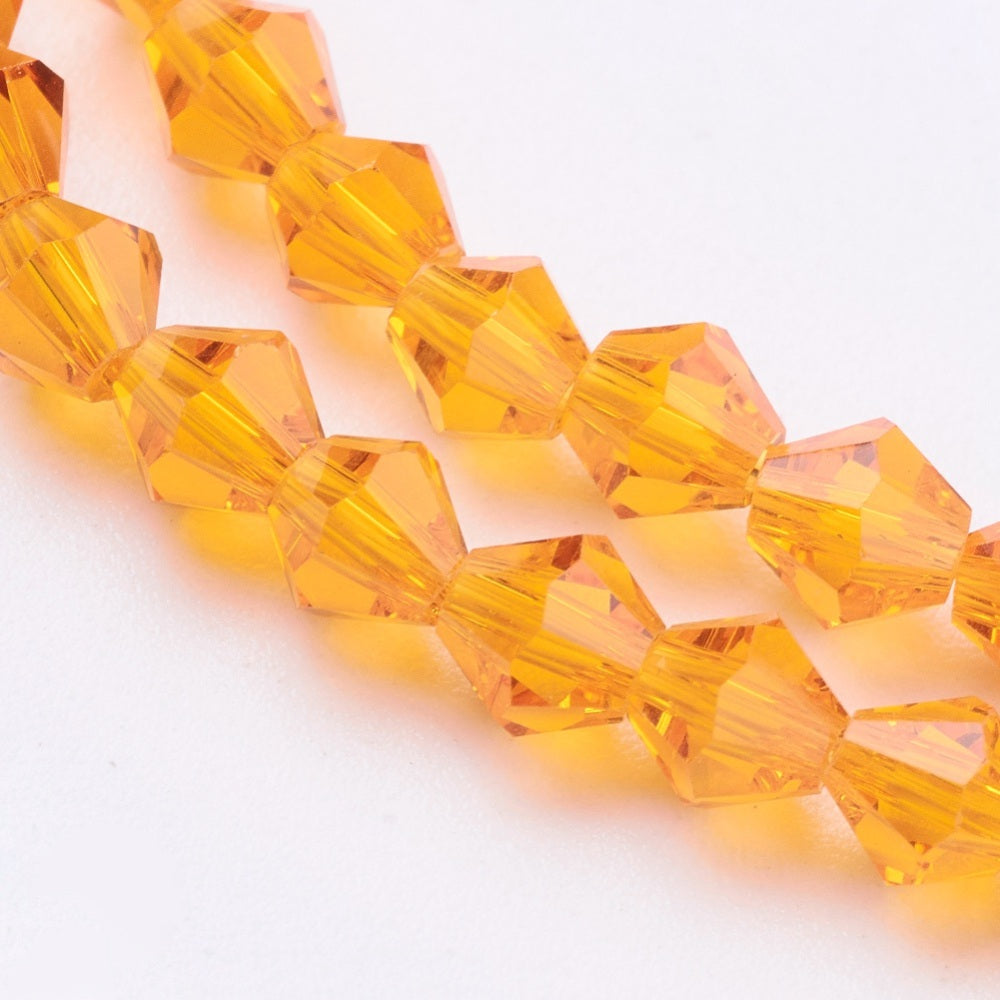 Glass Bead Orange Faceted Bicone 4mm