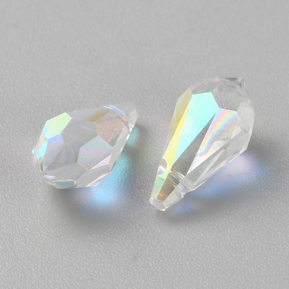 Glass Faceted Teardrop AB 1pc