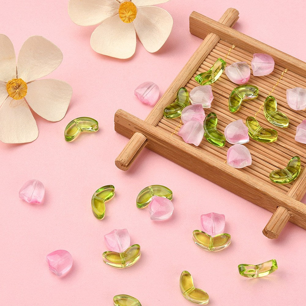 Glass Tulip Bead Pink 30pcs - Alberta Bead Store