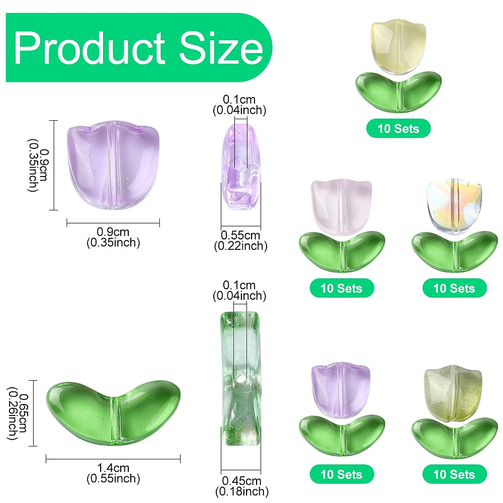 Glass Tulip Bead Mixed 50pc - Alberta Bead Store