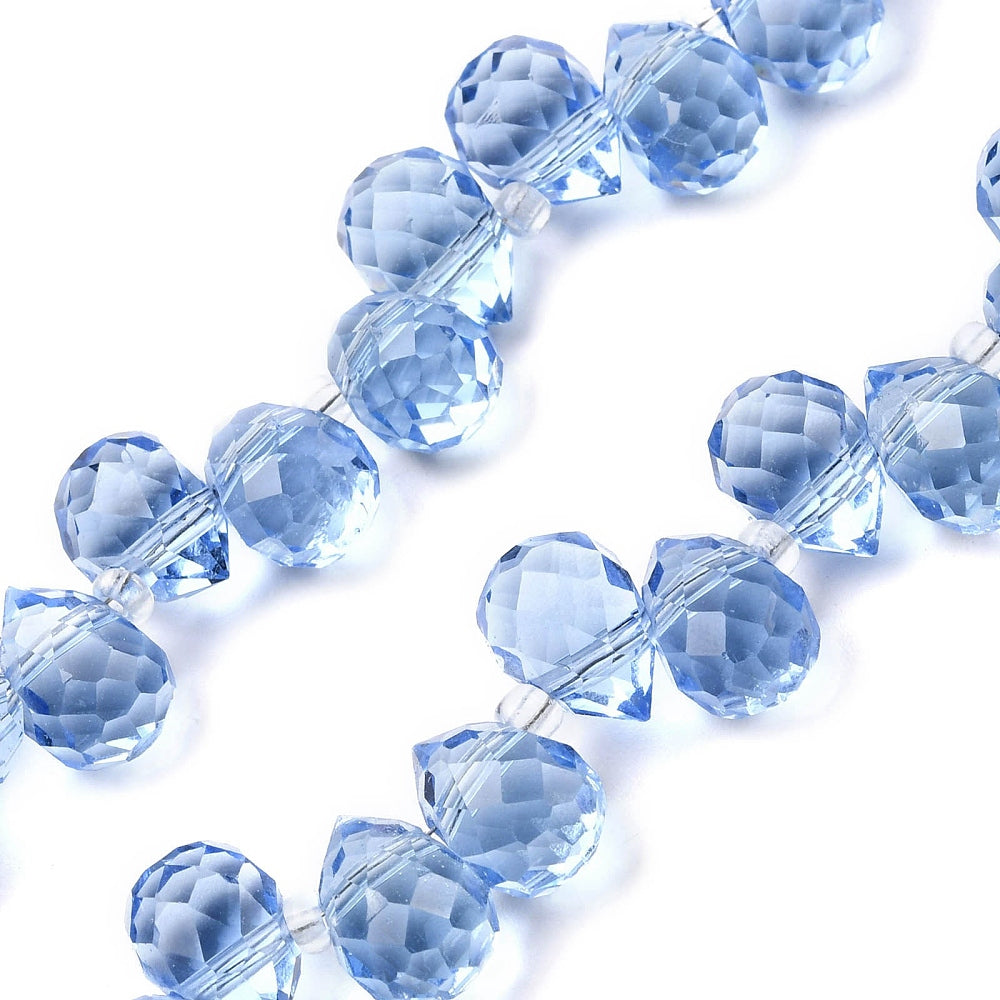 Glass Bead Cornflower Blue Teardrop Top Drilled 10.5x8mm