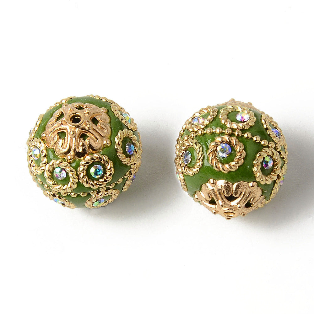 Perle Indonésie Vert/Doré 20 MM
