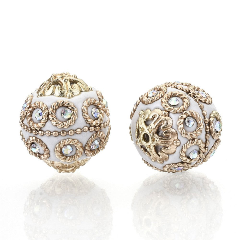 Indonesia Bead White/Gold 20mm