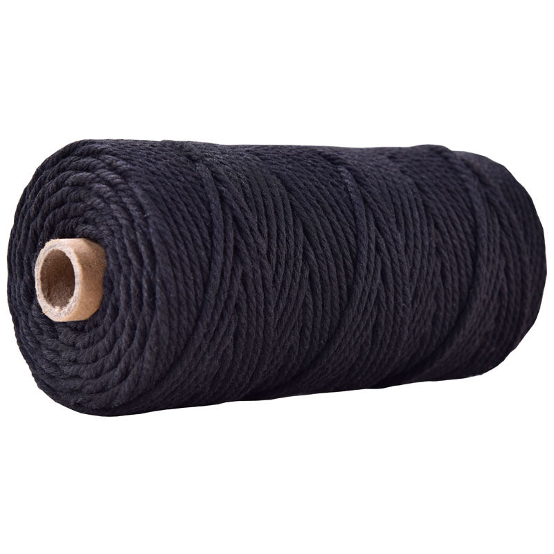 Macrame Cotton Cord Black 3MM Twist 100M