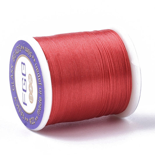 Beading Thread Nylon 0.1MM Red 50m - Alberta Bead Store