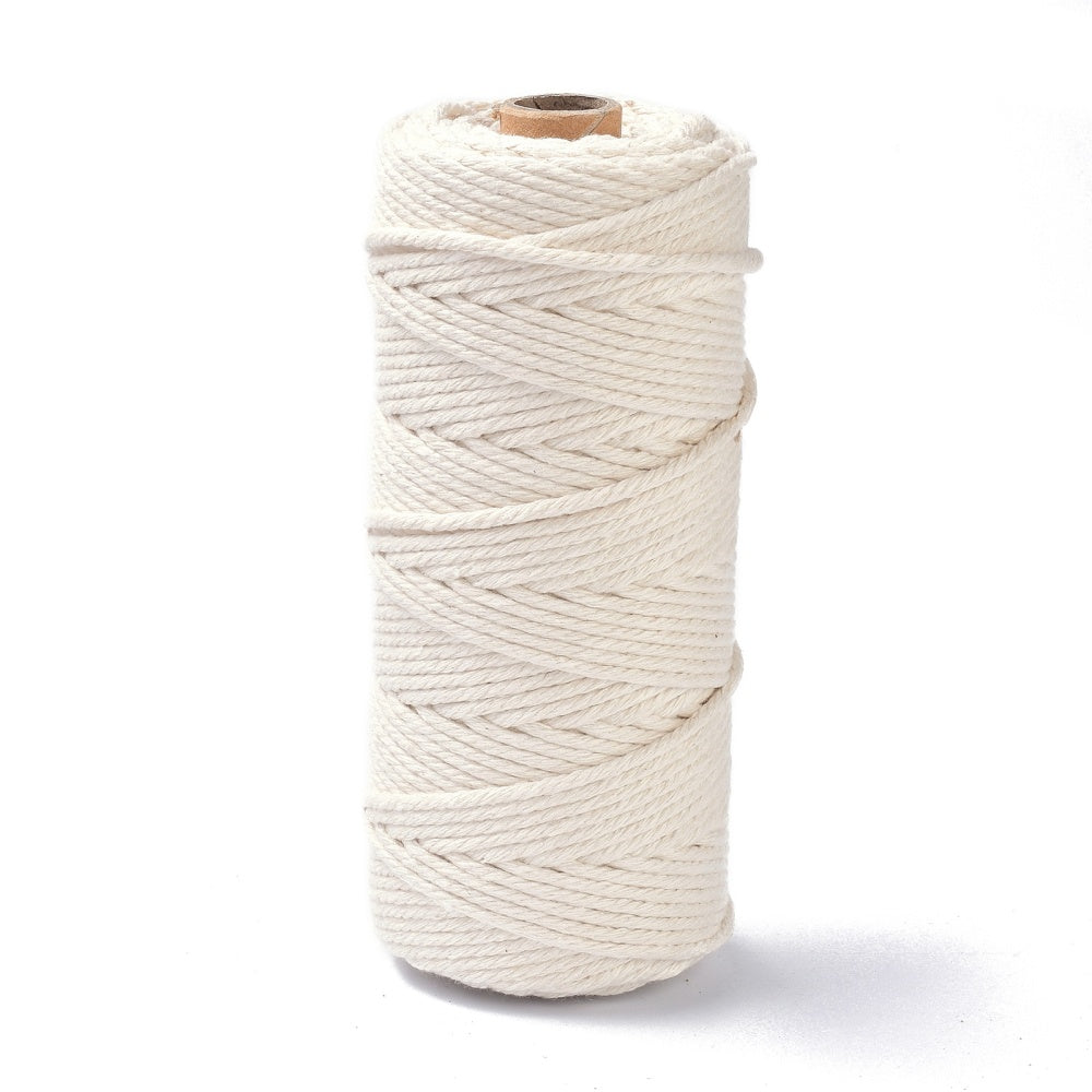 Macrame Cotton Cord Beige 3MM Twist 100M