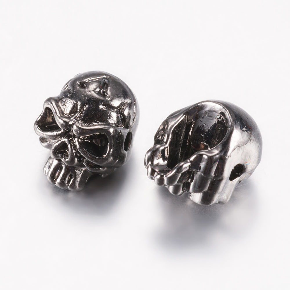 Tibetan Style Gunmetal Skull Bead 5pc