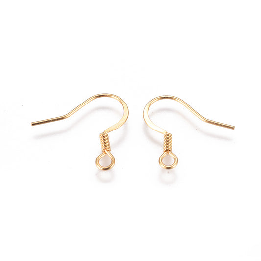 Fish Hook 304 Stainless Steel Earring Golden 15mm 20pc
