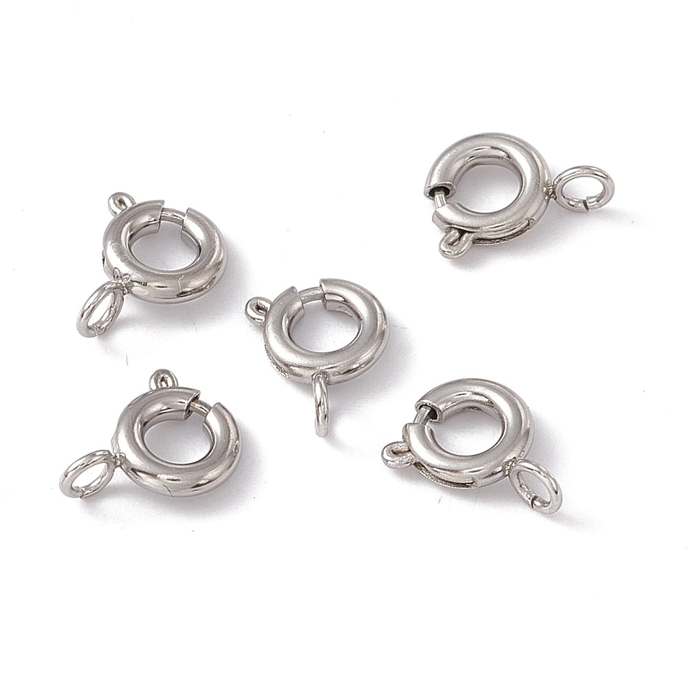 Spring Ring Clasps 204SS Steel Color 6x1.5mm 5pc