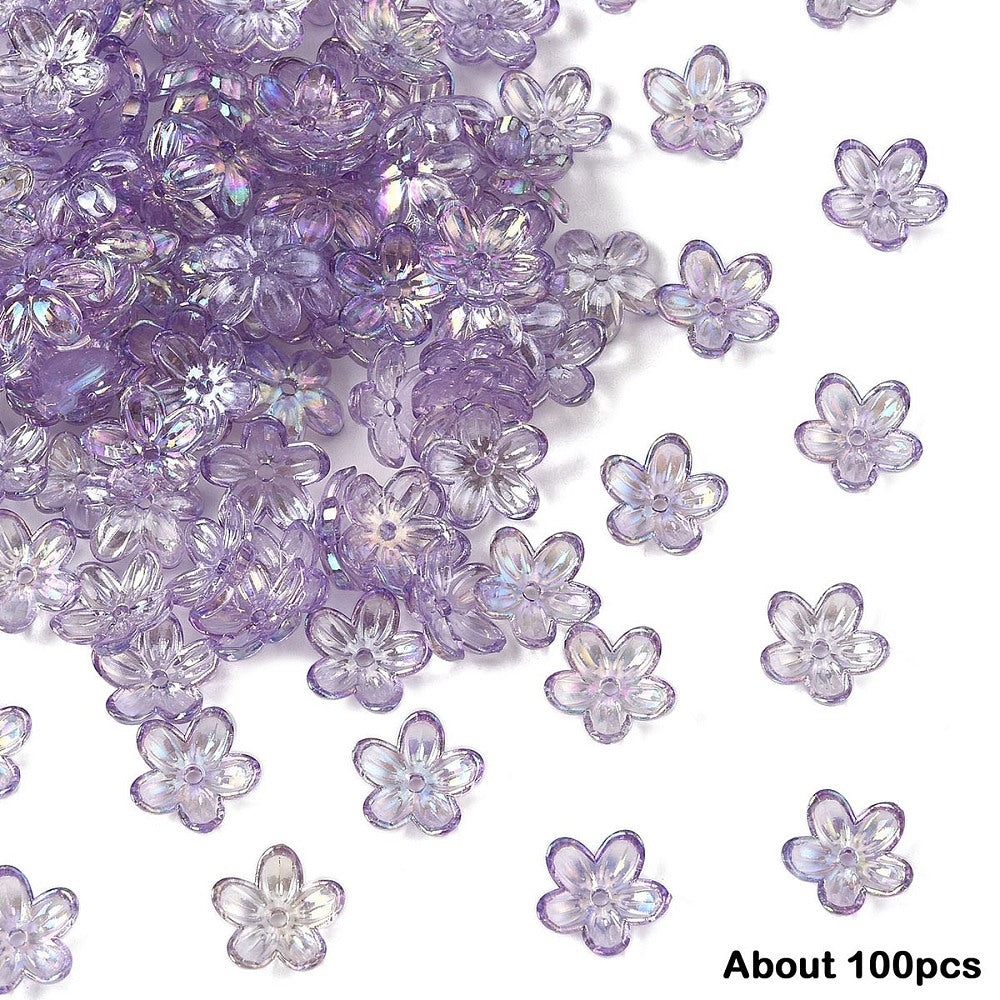 Acrylic Transparent Purple Flower 12x12mm 15g - Alberta Bead Store