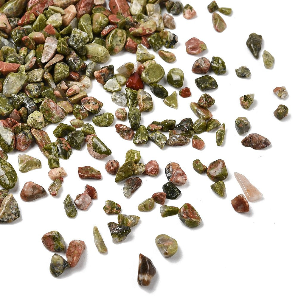 Unakite Gemstone Chip Beads No Hole 20g
