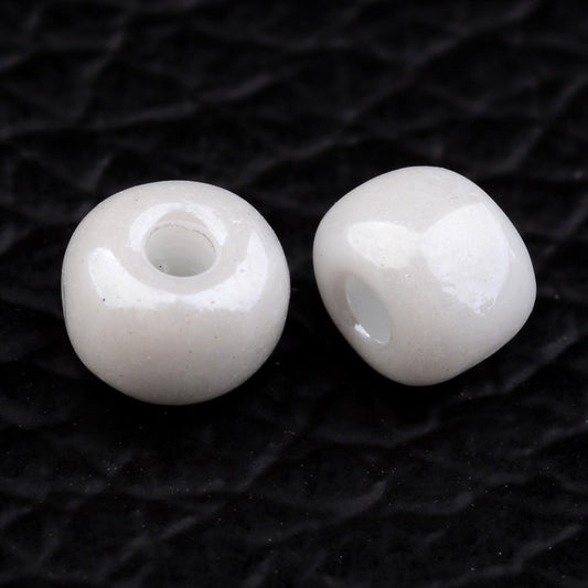Glass Seed Bead White Luster 6/0