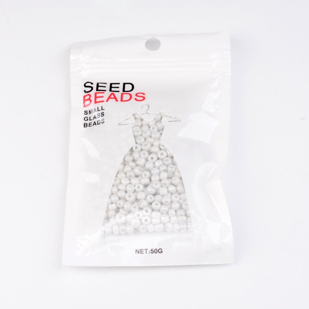 Glass Seed Bead White Luster 6/0
