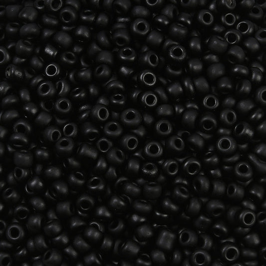 Glass Seed Bead Opaque Black Matt 8/0 50g