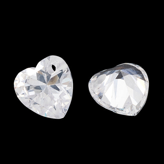 Cubic Zirconia Faceted Heart Clear 1pc - Alberta Bead Store