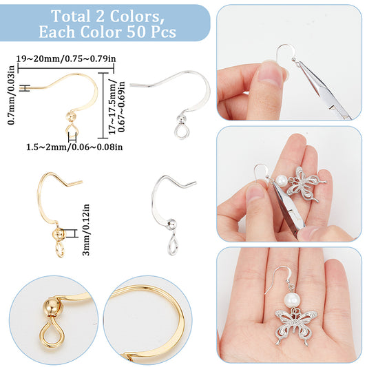 Fish Hook Brass Gold plated and Platinum Plated 100pc - Alberta Bead Store