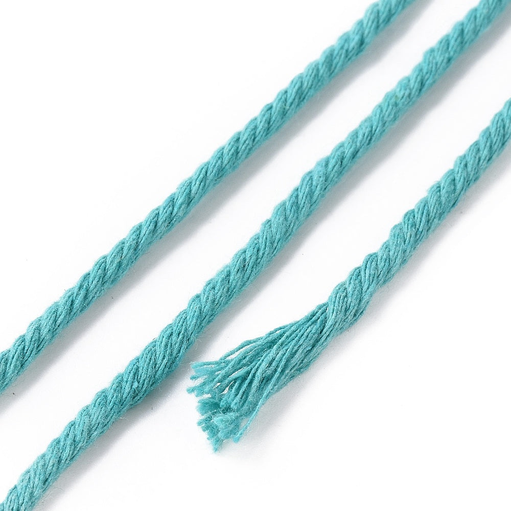 Macrame Cotton Cord Turquoise 3MM Twist 100M