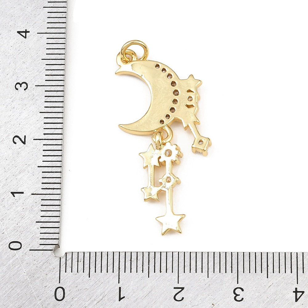 Micro Pave Moon Charm with Jump Ring 1pc