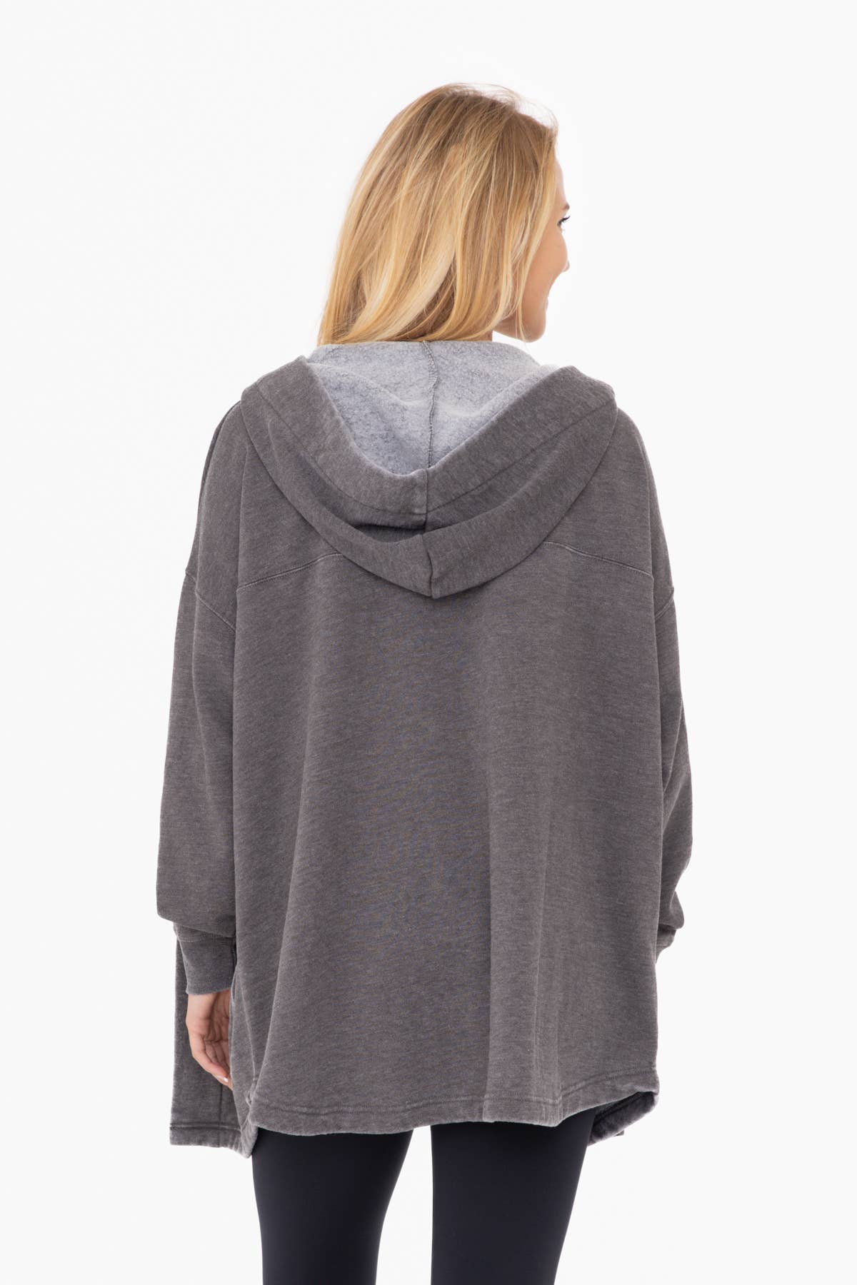 Mineral Washed Fleece Hooded Cardigan Black - Mono B