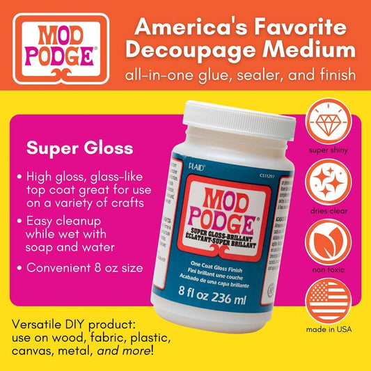 Mod Podge Waterbase Sealer/Glue/Finish, Super Gloss (8oz) | Alberta Bead Store