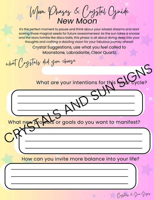 Moon Phase Journal Pages | Crystals and Sun Signs