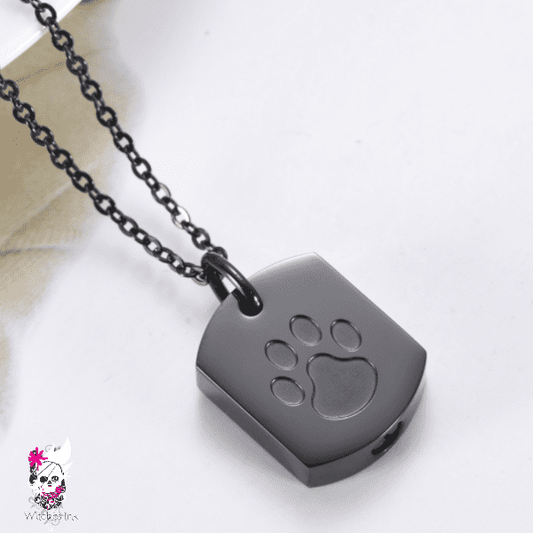 Stainless Steel Ash Pendant with Paw Print - Witches Ink LTD - O/A Crystals and Sun Signs