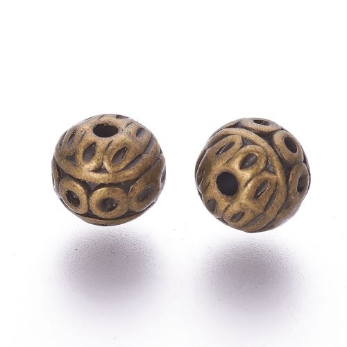 Tibetan Style Alloy Bead Antique Bronze Round 8MM 10pc | Alberta Bead Store