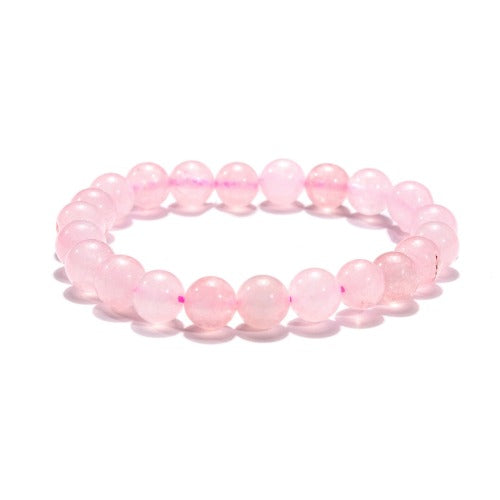Rose Quartz Gemstone Pink Bead Bracelet | Crystals and Sun Signs Co