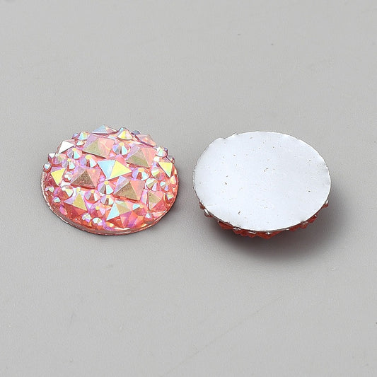 Red Flat Round Resin Cabochon 2pc