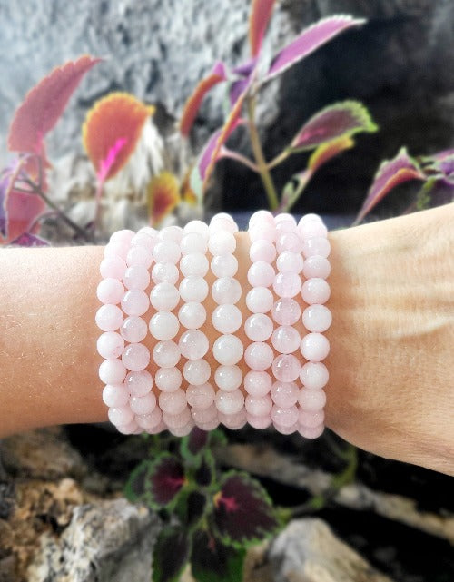 Rose Quartz Gemstone Bead Bracelet | Crystals and Sun Signs